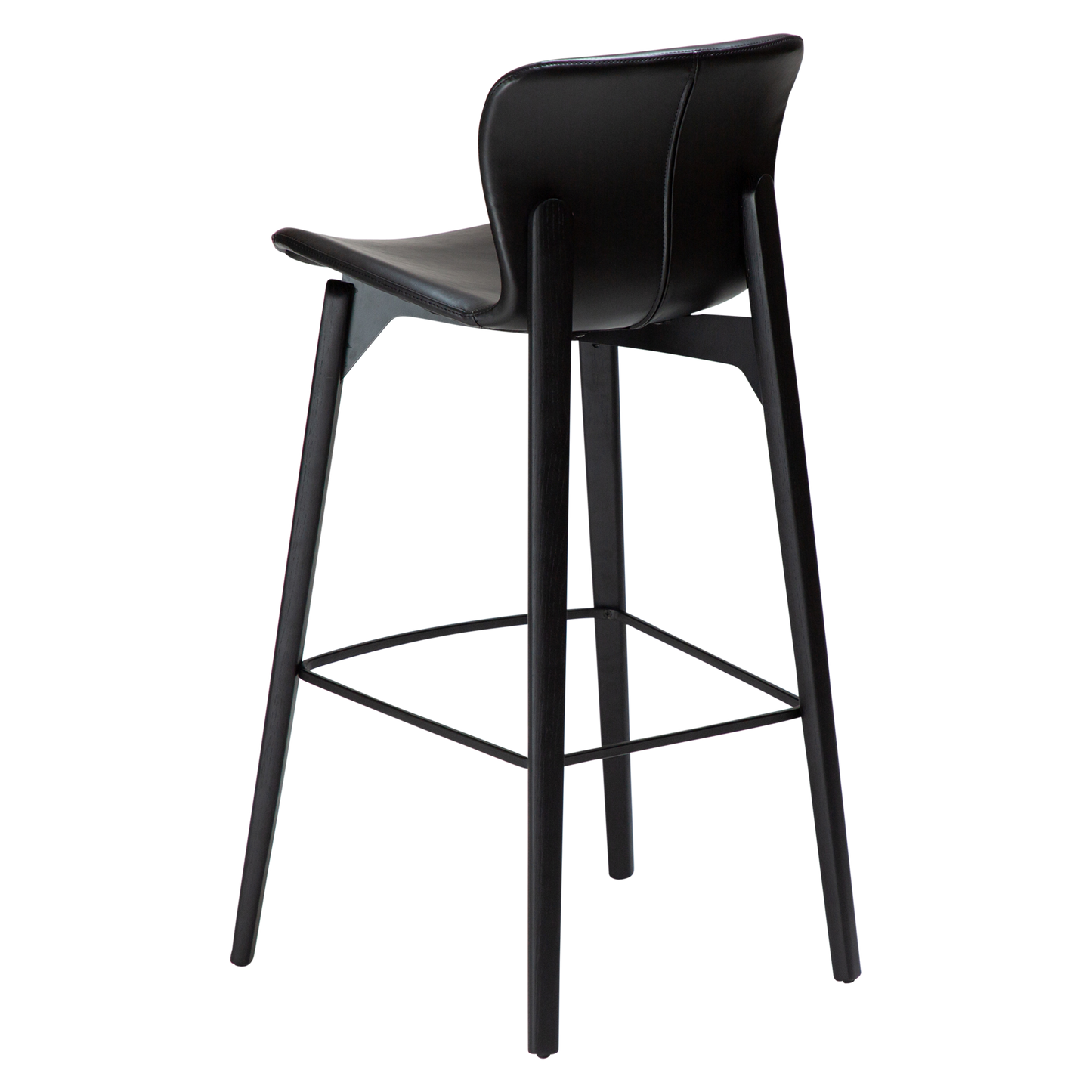 [var:Bezug=Vintage schwarzes Kunstleder mit schwarzen Eschenbeinen] PARAGON Barstuhl