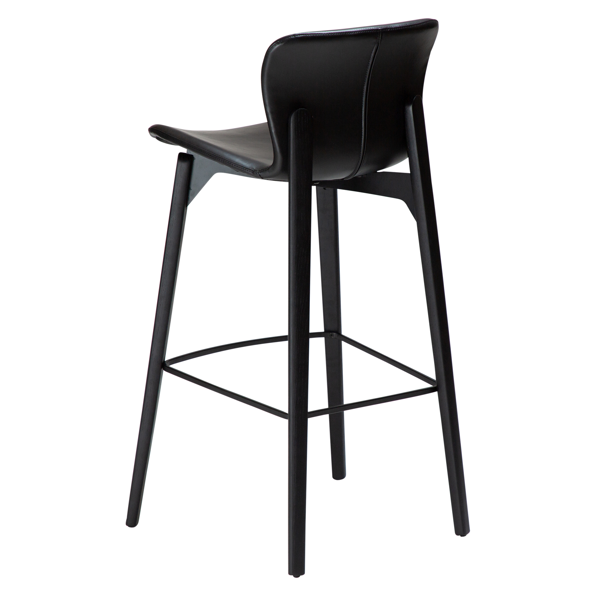 [var:Bezug=Vintage schwarzes Kunstleder mit schwarzen Eschenbeinen] PARAGON Barstuhl