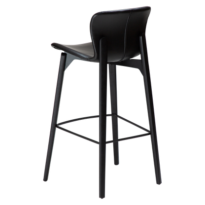 [var:Bezug=Vintage schwarzes Kunstleder mit schwarzen Eschenbeinen] PARAGON Barstuhl