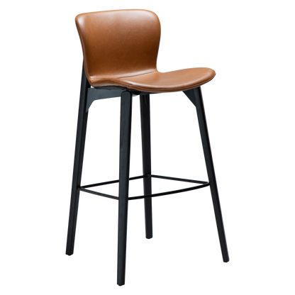 [var:Bezug=Vintage hellbraunes Kunstleder mit schwarzen Eschenbeinen] PARAGON Barstuhl