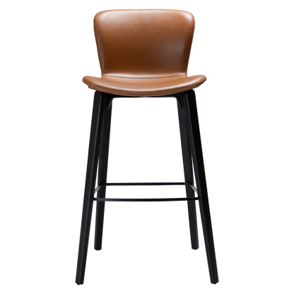 [var:Bezug=Vintage hellbraunes Kunstleder mit schwarzen Eschenbeinen] PARAGON Barstuhl