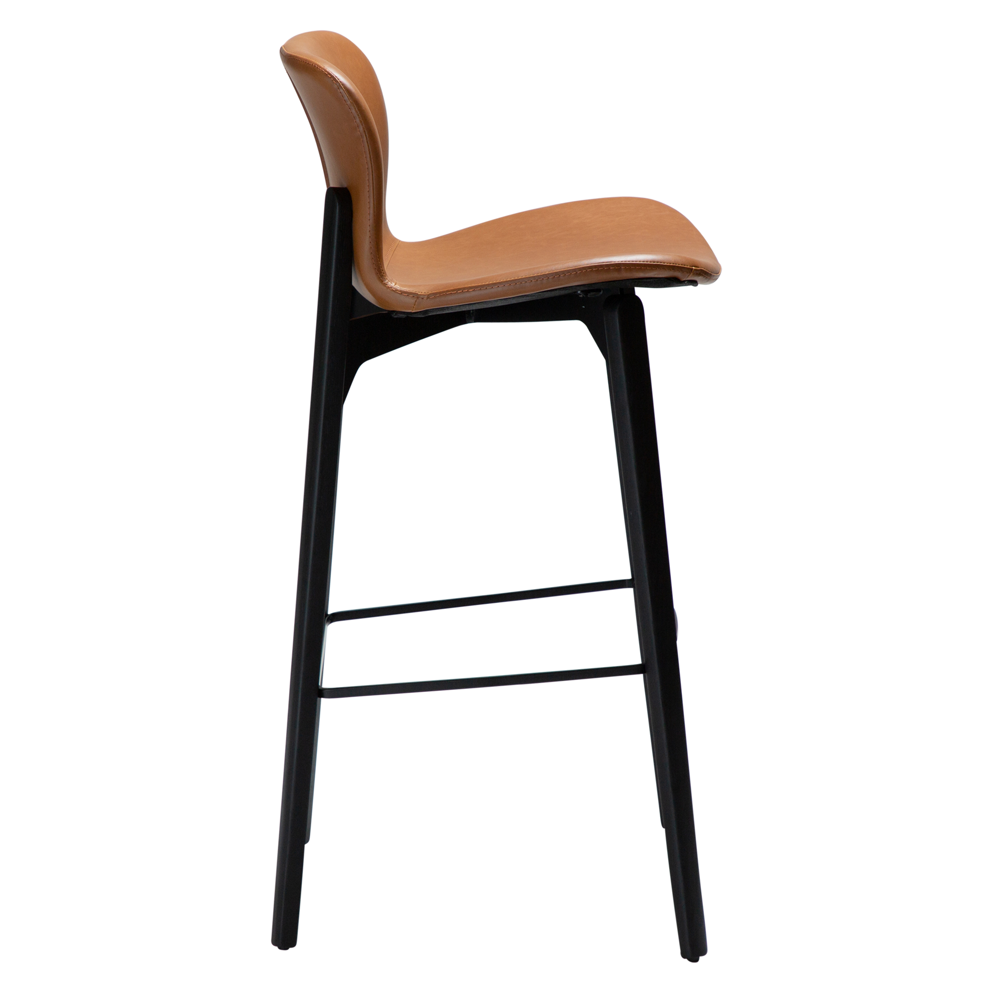 [var:Bezug=Vintage hellbraunes Kunstleder mit schwarzen Eschenbeinen] PARAGON Barstuhl