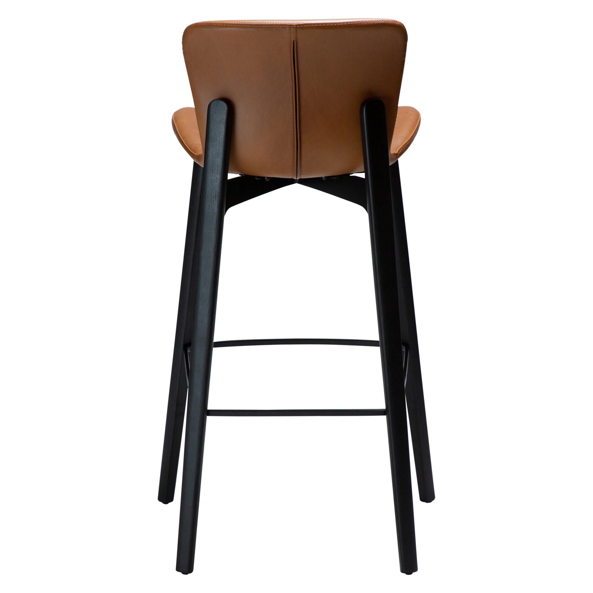 [var:Bezug=Vintage hellbraunes Kunstleder mit schwarzen Eschenbeinen] PARAGON Barstuhl