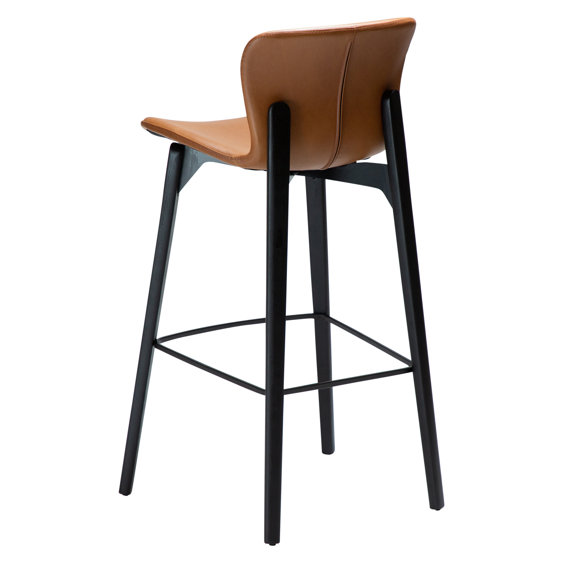 [var:Bezug=Vintage hellbraunes Kunstleder mit schwarzen Eschenbeinen] PARAGON Barstuhl