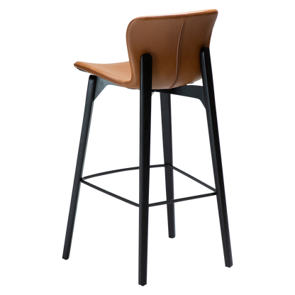 [var:Bezug=Vintage hellbraunes Kunstleder mit schwarzen Eschenbeinen] PARAGON Barstuhl