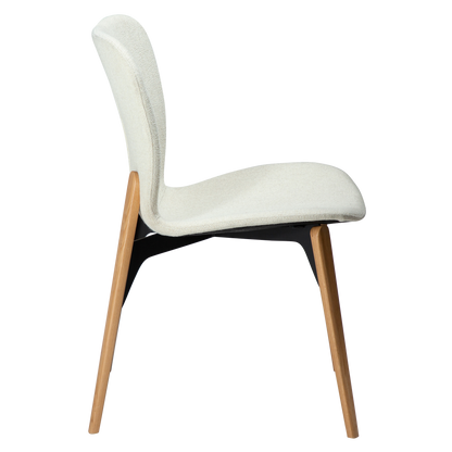 [var:Bezug=Knochenweißer Bouclé-Stoff mit Eichenbeinen] PARAGON Stuhl