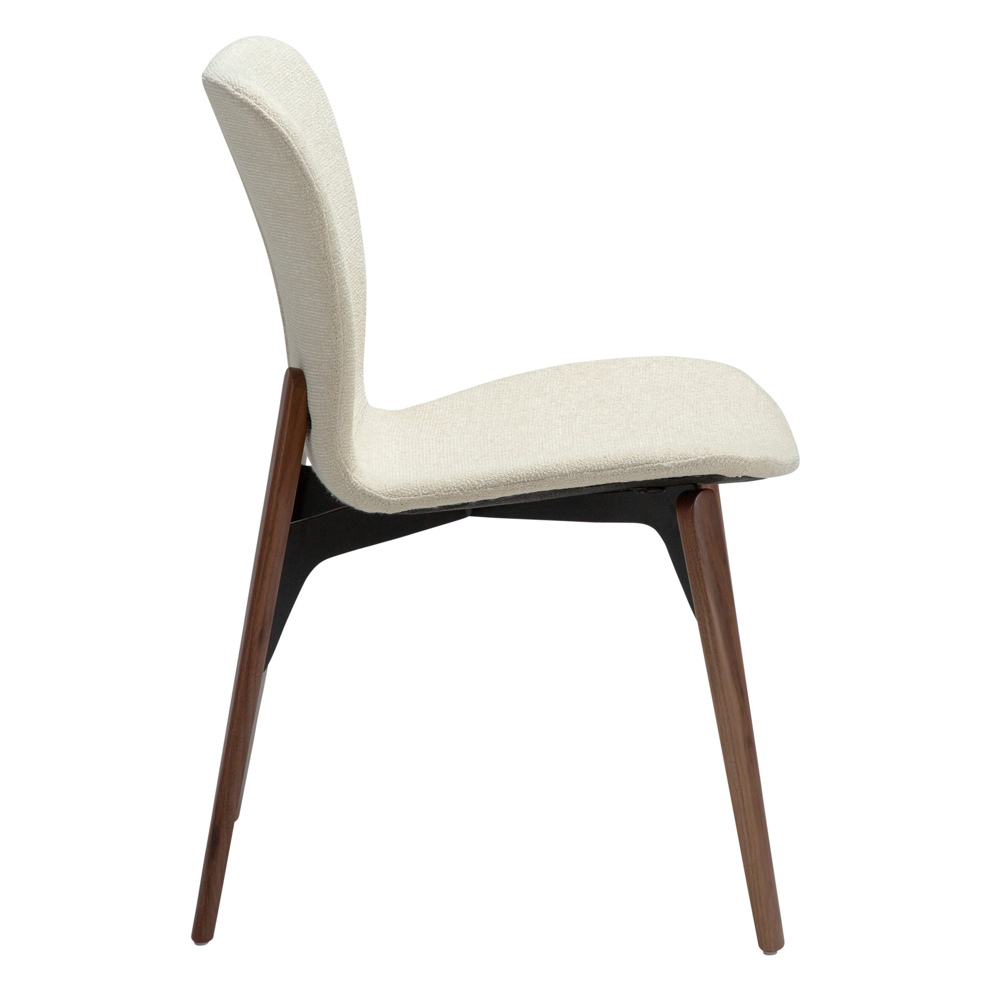 [var:Bezug=Frosted Mandel Bouclé-Stoff mit Schimmer und Walnussbeinen] PARAGON Stuhl