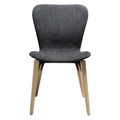 [var:Bezug=Raben-schwarzer Bouclé-Stoff mit weiß gewaschenen Eichenbeinen] PARAGON Stuhl