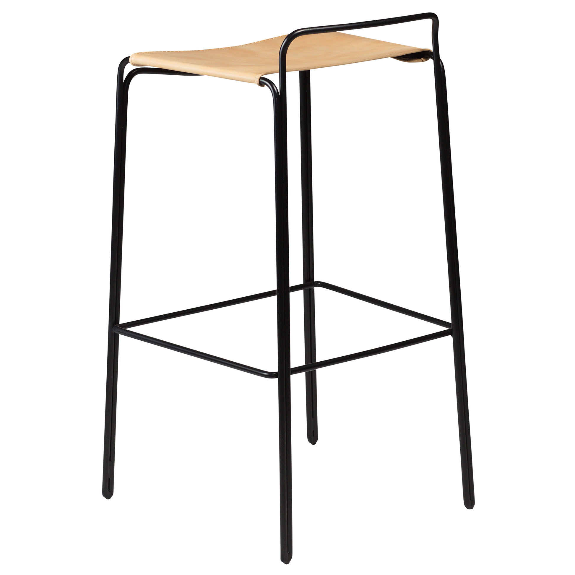 [var:Bezug=Tanleder mit schwarzen Beinen] PAZ Barhocker