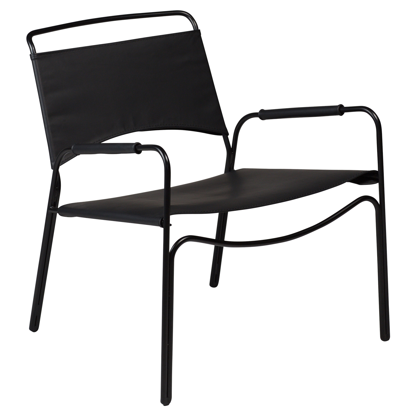 [var:Bezug=Schwarzes Leder mit schwarzen Beinen] PAZ Lounge-Sessel