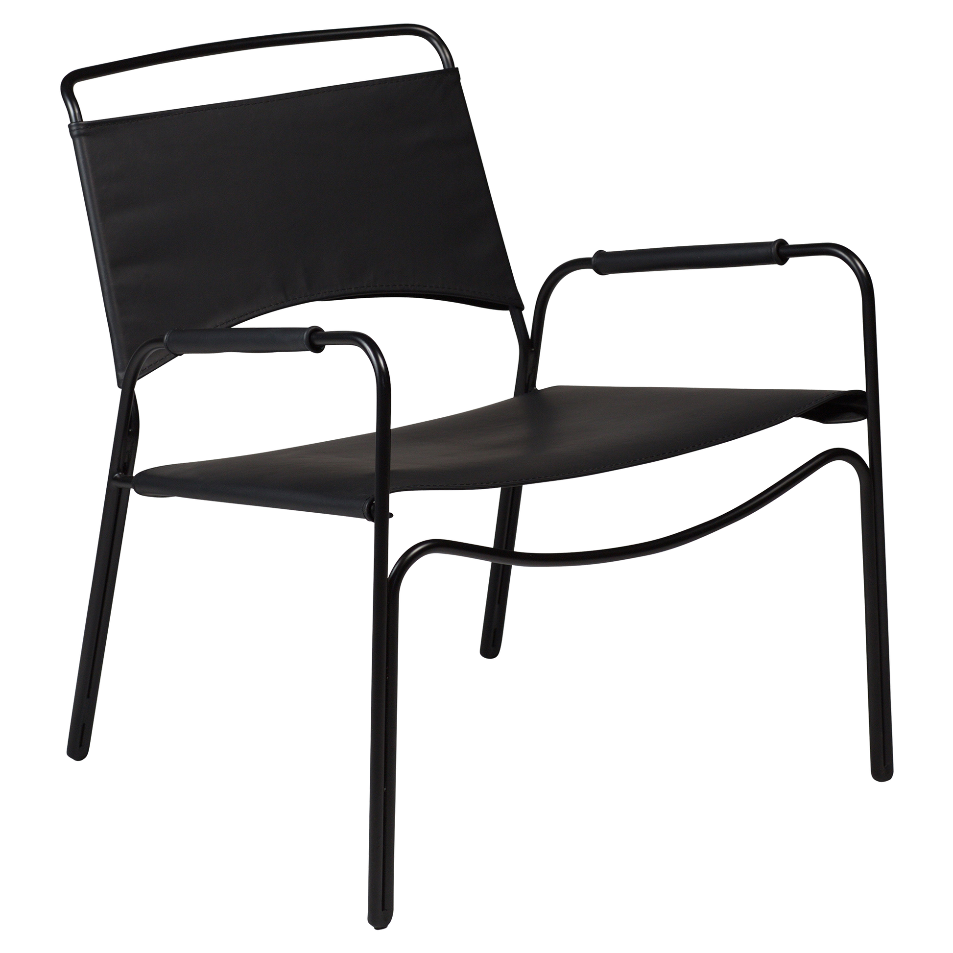 [var:Bezug=Schwarzes Leder mit schwarzen Beinen] PAZ Lounge-Sessel