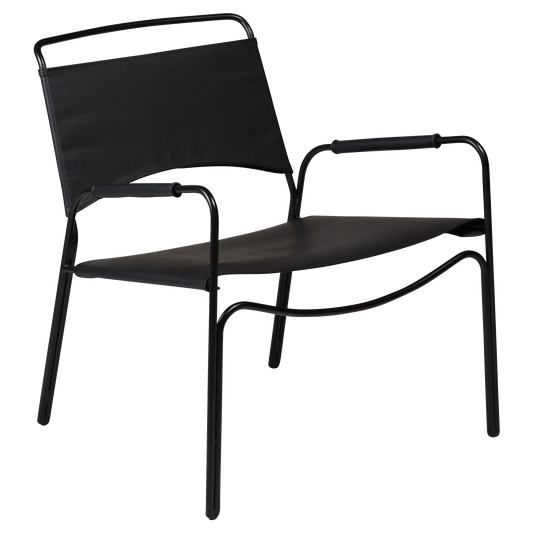 [var:Bezug=Schwarzes Leder mit schwarzen Beinen] PAZ Lounge-Sessel