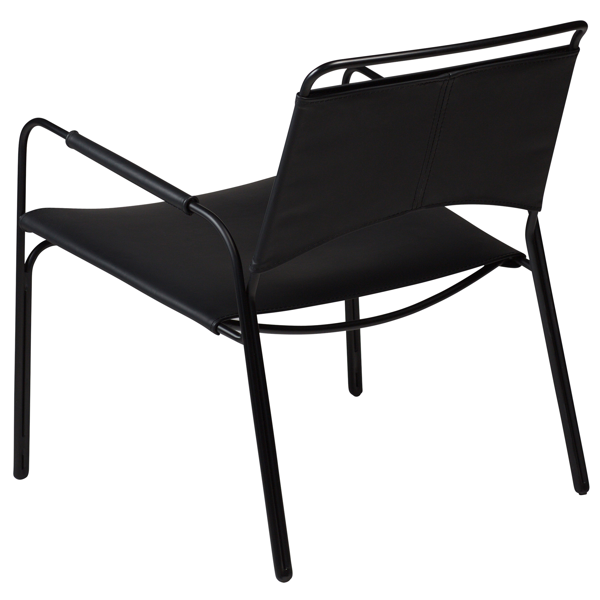 [var:Bezug=Schwarzes Leder mit schwarzen Beinen] PAZ Lounge-Sessel