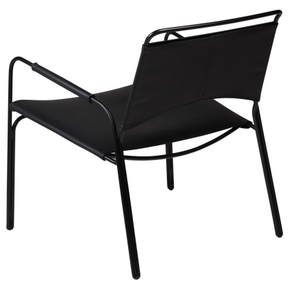 [var:Bezug=Schwarzes Leder mit schwarzen Beinen] PAZ Lounge-Sessel