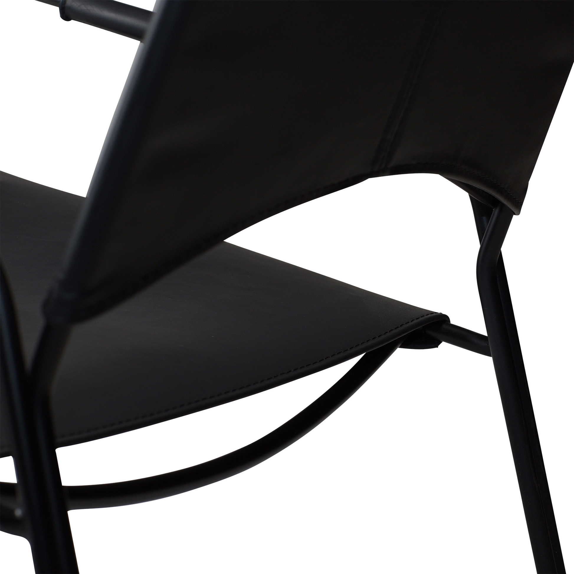 [var:Bezug=Schwarzes Leder mit schwarzen Beinen] PAZ Lounge-Sessel