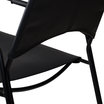 [var:Bezug=Schwarzes Leder mit schwarzen Beinen] PAZ Lounge-Sessel