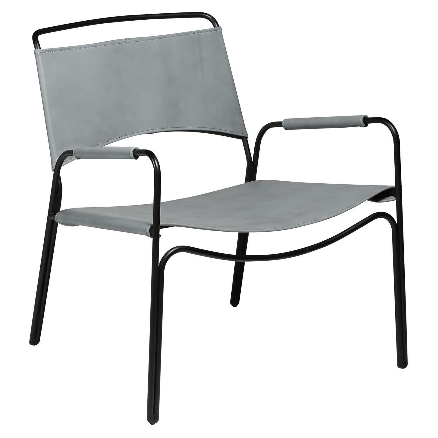 [var:Bezug=Graues Leder mit schwarzen Beinen] PAZ Lounge-Sessel