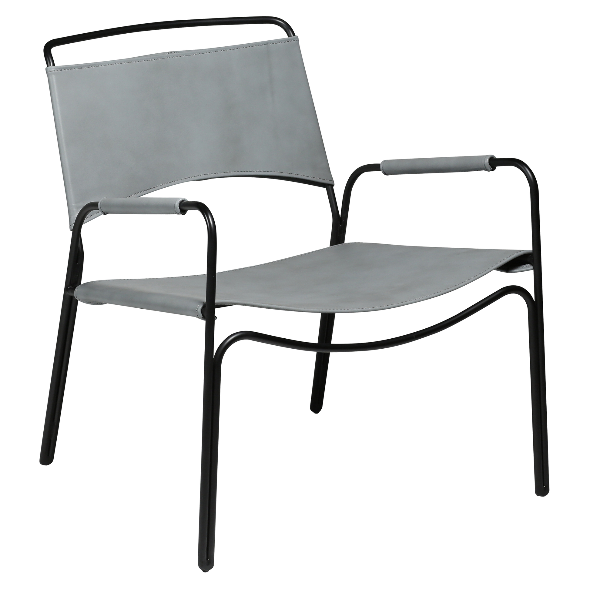 [var:Bezug=Graues Leder mit schwarzen Beinen] PAZ Lounge-Sessel