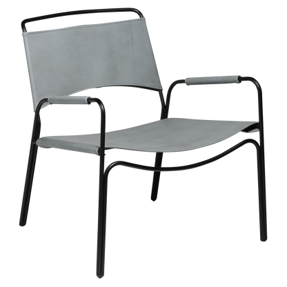 [var:Bezug=Graues Leder mit schwarzen Beinen] PAZ Lounge-Sessel