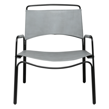 [var:Bezug=Graues Leder mit schwarzen Beinen] PAZ Lounge-Sessel