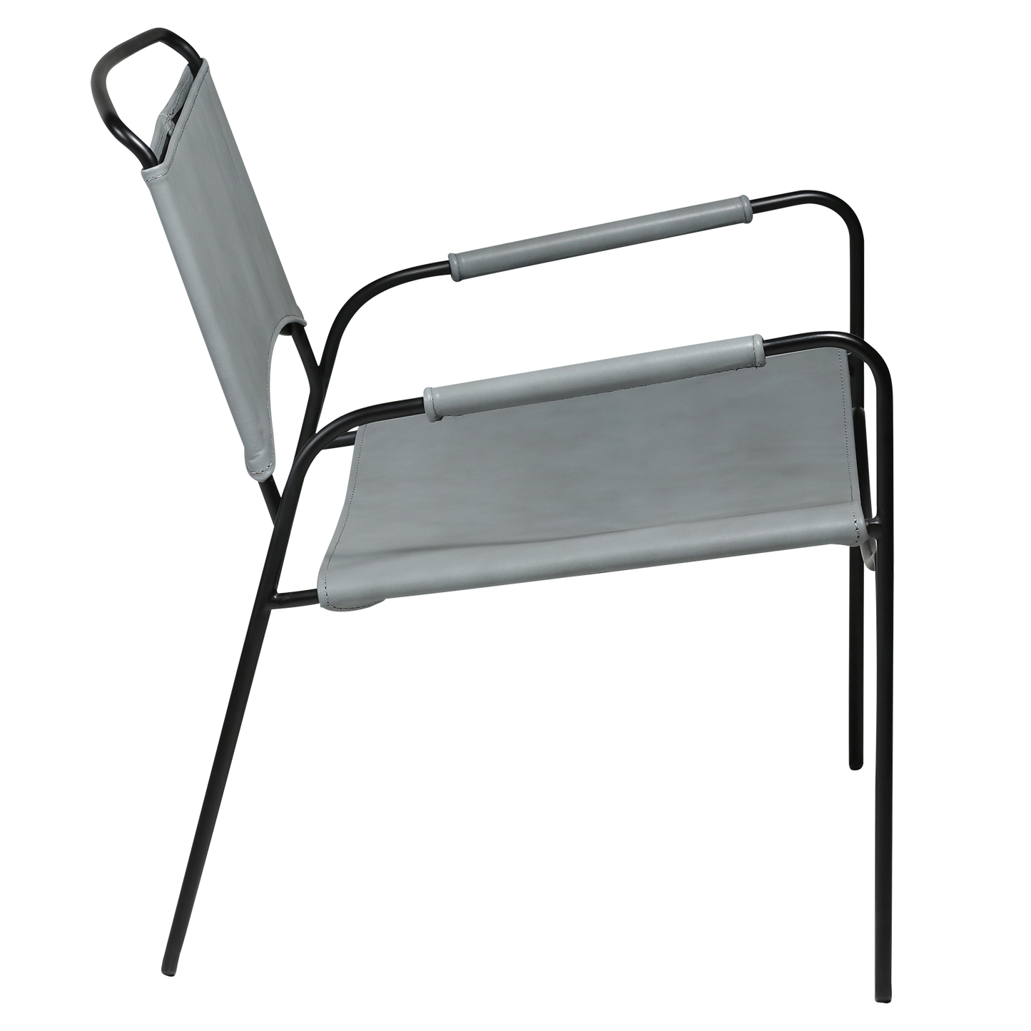 [var:Bezug=Graues Leder mit schwarzen Beinen] PAZ Lounge-Sessel