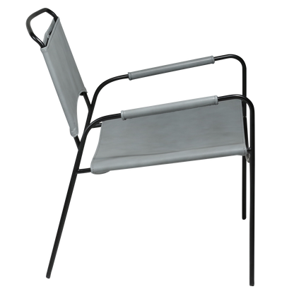 [var:Bezug=Graues Leder mit schwarzen Beinen] PAZ Lounge-Sessel