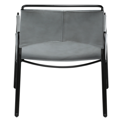 [var:Bezug=Graues Leder mit schwarzen Beinen] PAZ Lounge-Sessel