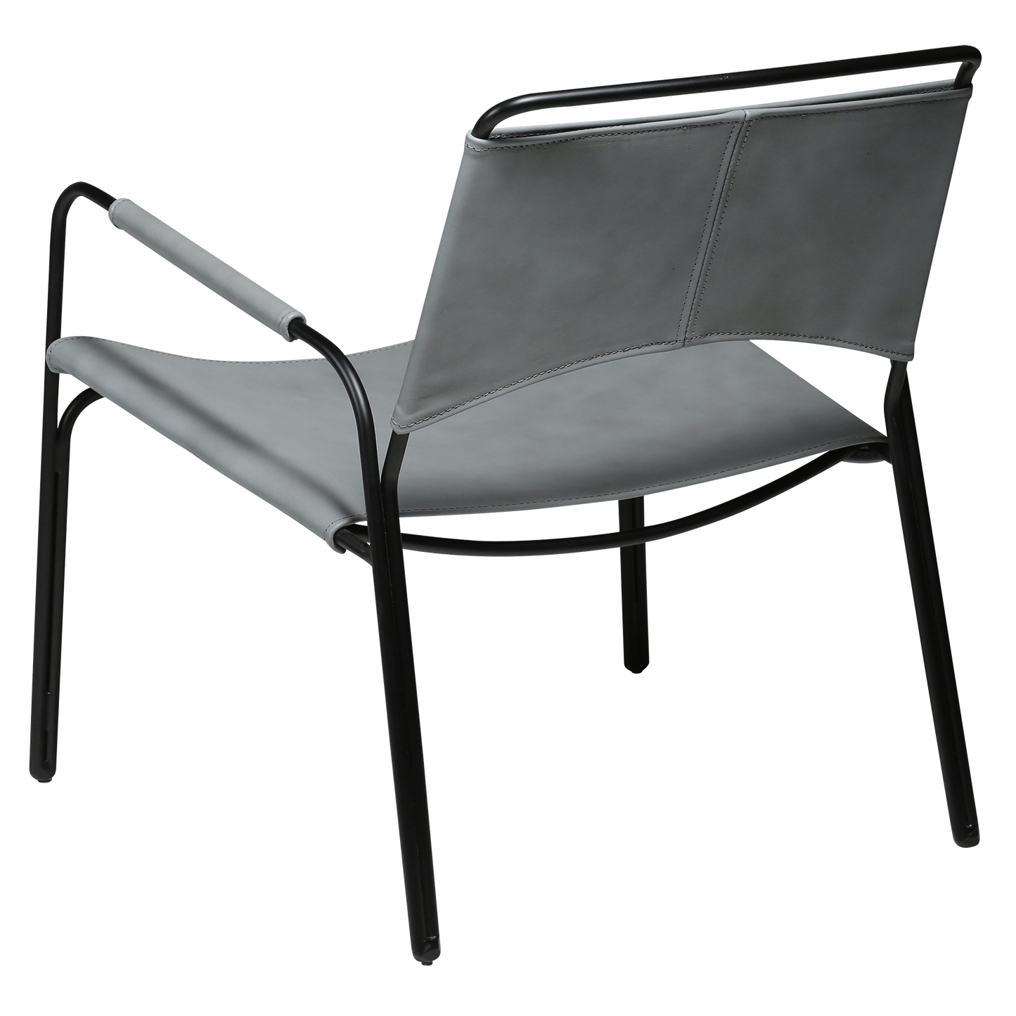 [var:Bezug=Graues Leder mit schwarzen Beinen] PAZ Lounge-Sessel