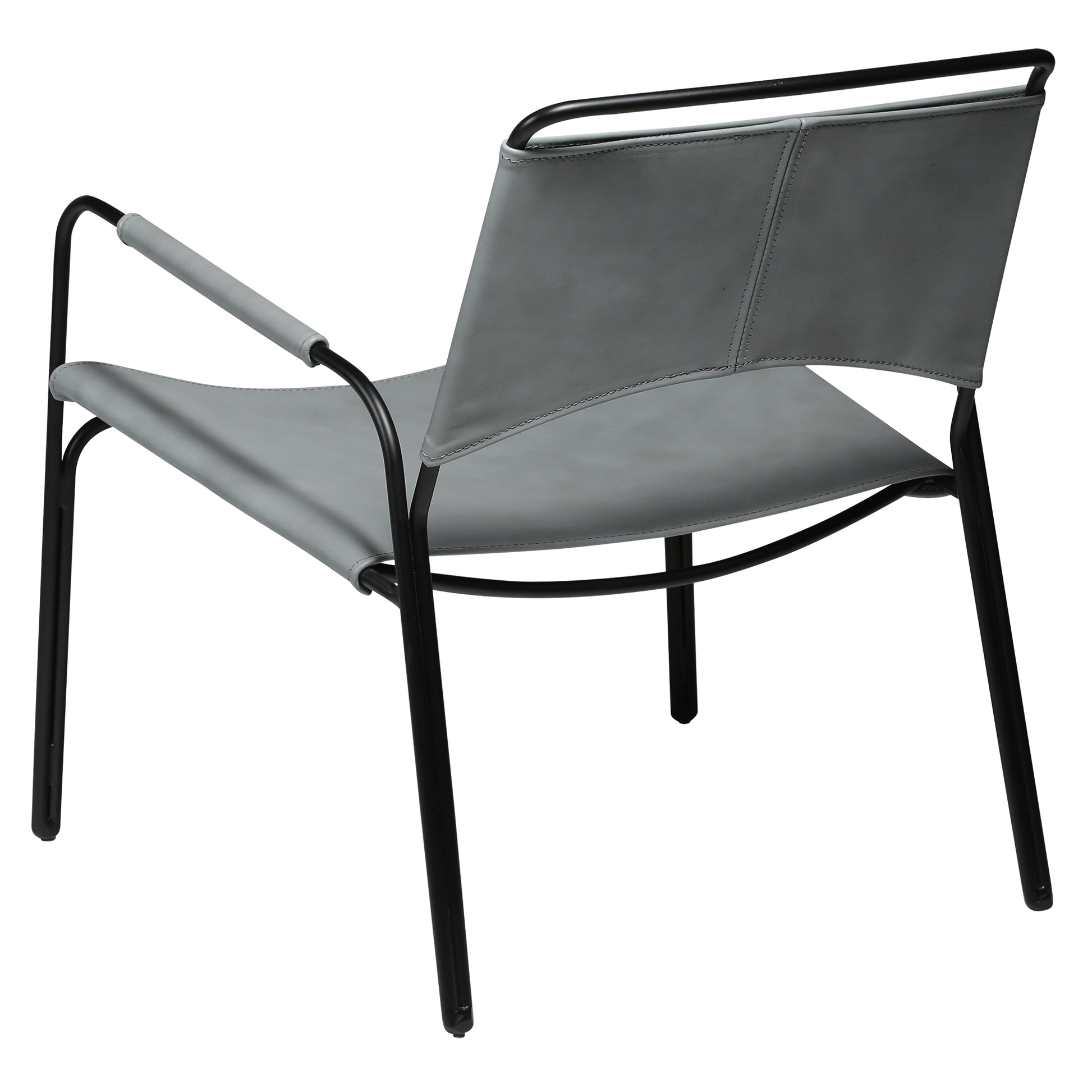 [var:Bezug=Graues Leder mit schwarzen Beinen] PAZ Lounge-Sessel