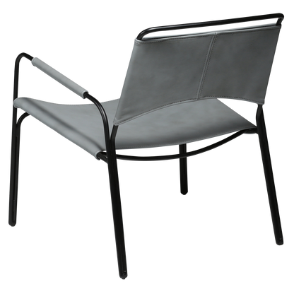 [var:Bezug=Graues Leder mit schwarzen Beinen] PAZ Lounge-Sessel