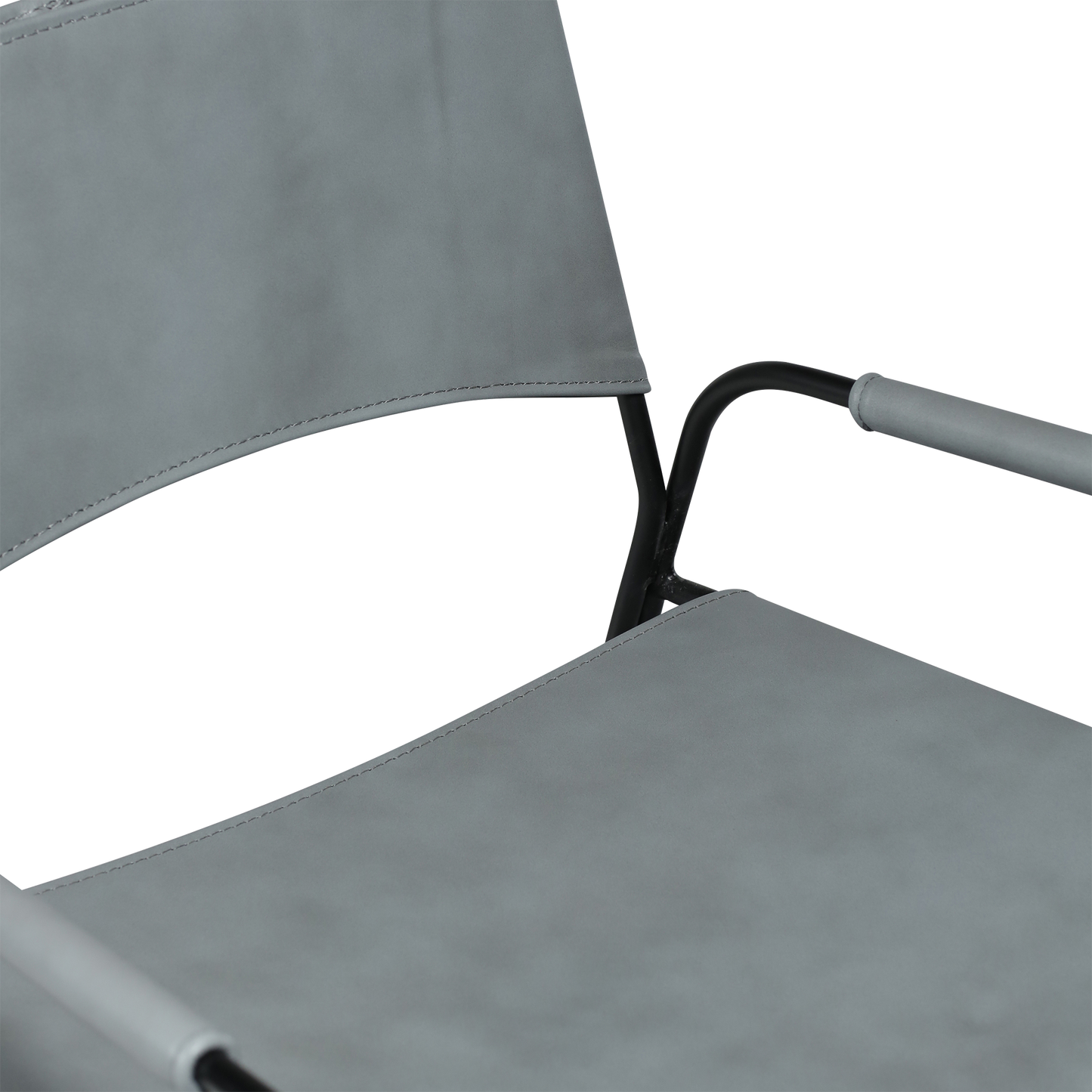 [var:Bezug=Graues Leder mit schwarzen Beinen] PAZ Lounge-Sessel