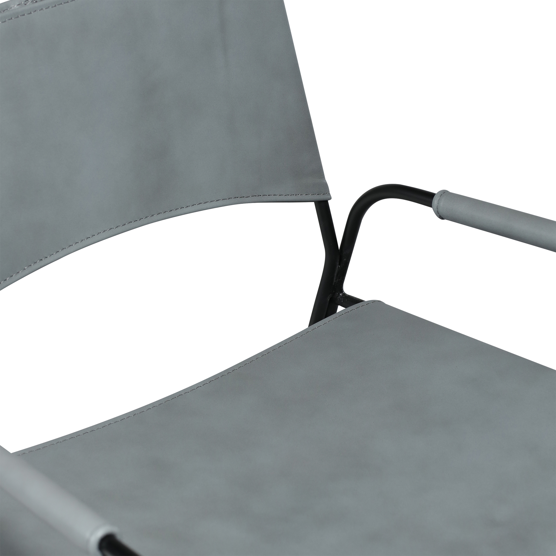 [var:Bezug=Graues Leder mit schwarzen Beinen] PAZ Lounge-Sessel