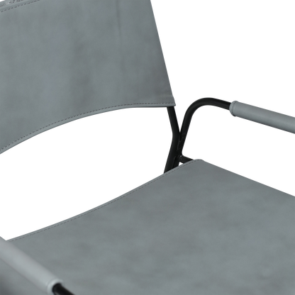 [var:Bezug=Graues Leder mit schwarzen Beinen] PAZ Lounge-Sessel