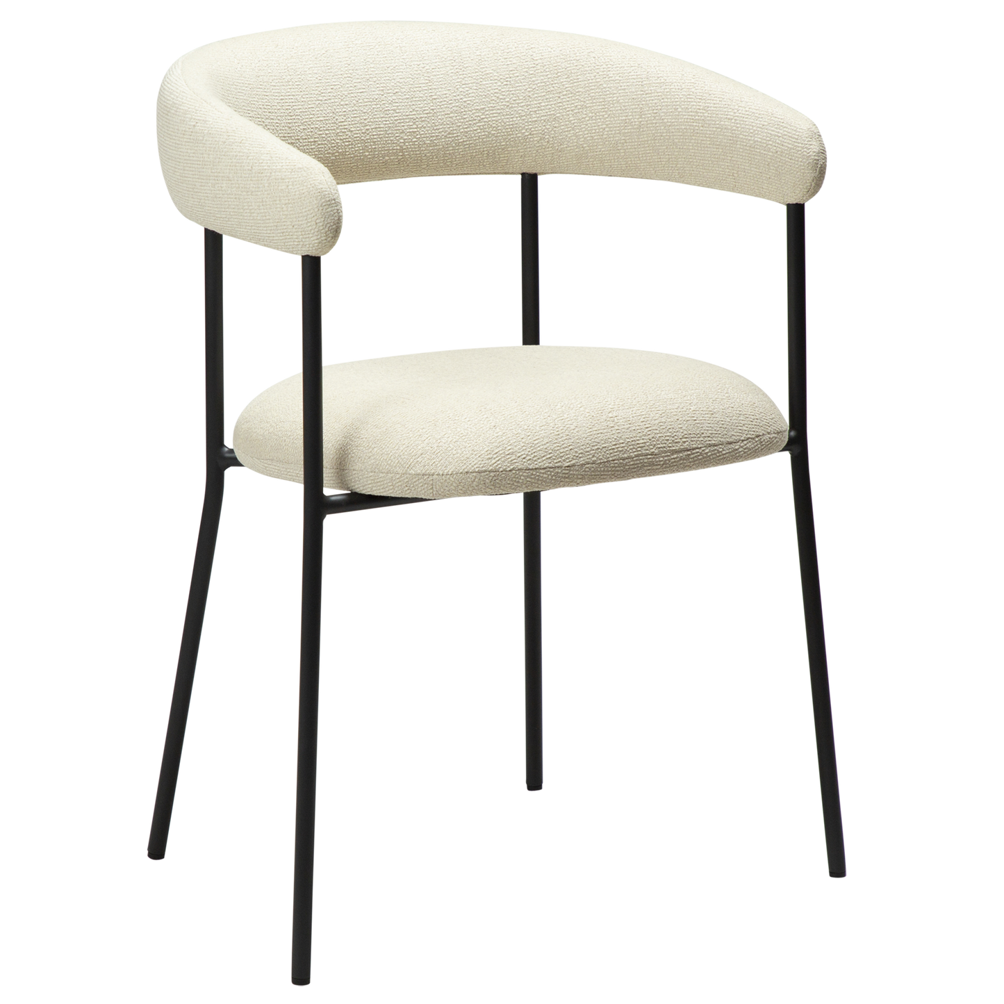 [var:Bezug=Knochenweißes Bouclé-Gewebe mit schwarzen Beinen] PLENTI Sessel