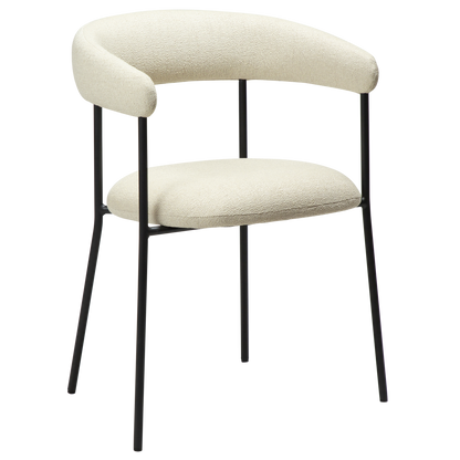 [var:Bezug=Knochenweißes Bouclé-Gewebe mit schwarzen Beinen] PLENTI Sessel