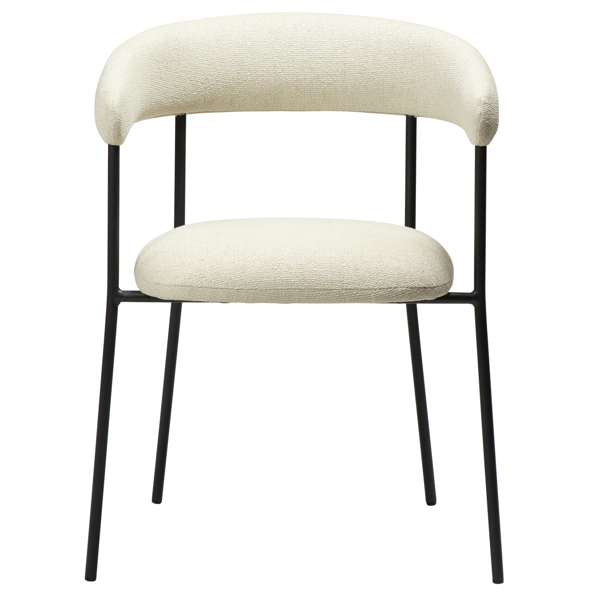 [var:Bezug=Knochenweißes Bouclé-Gewebe mit schwarzen Beinen] PLENTI Sessel