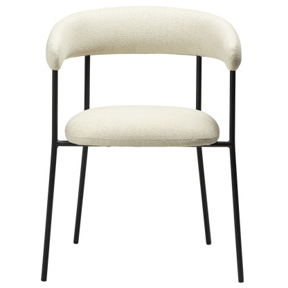 [var:Bezug=Knochenweißes Bouclé-Gewebe mit schwarzen Beinen] PLENTI Sessel