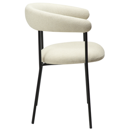 [var:Bezug=Knochenweißes Bouclé-Gewebe mit schwarzen Beinen] PLENTI Sessel