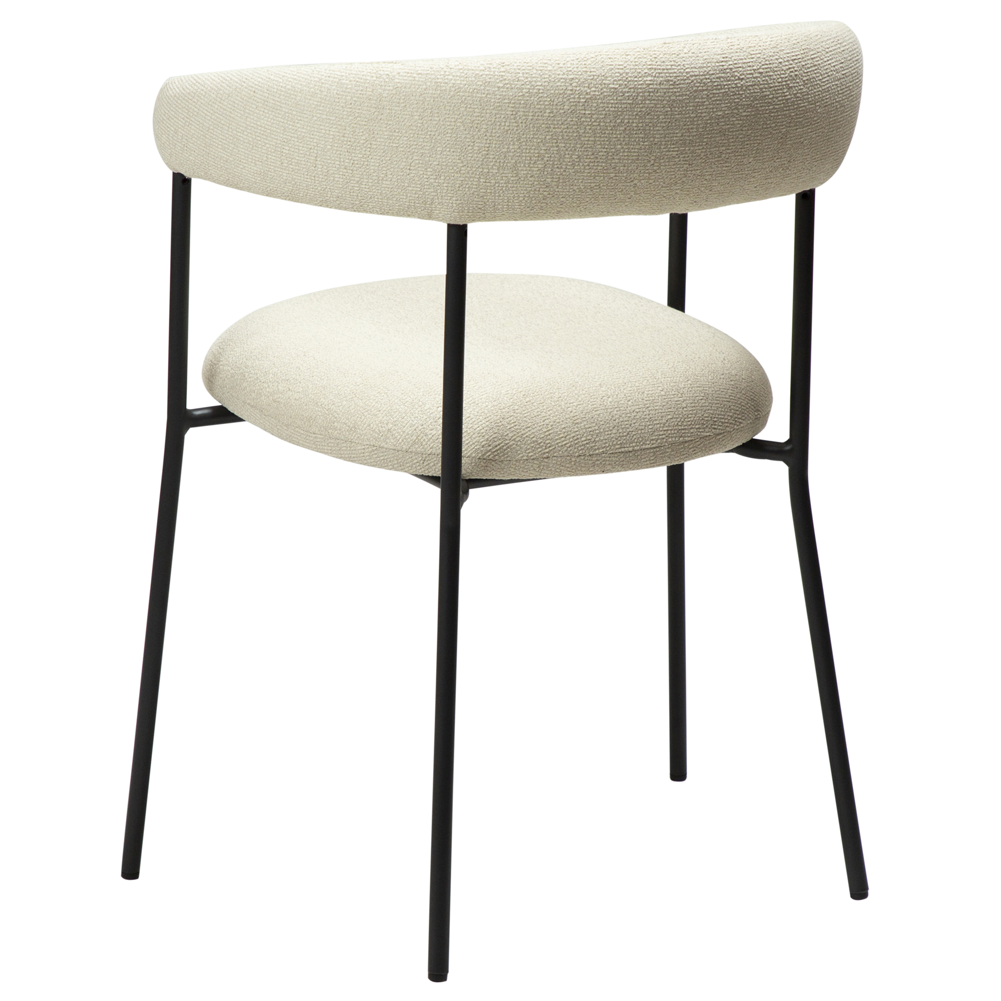 [var:Bezug=Knochenweißes Bouclé-Gewebe mit schwarzen Beinen] PLENTI Sessel