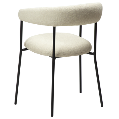 [var:Bezug=Knochenweißes Bouclé-Gewebe mit schwarzen Beinen] PLENTI Sessel