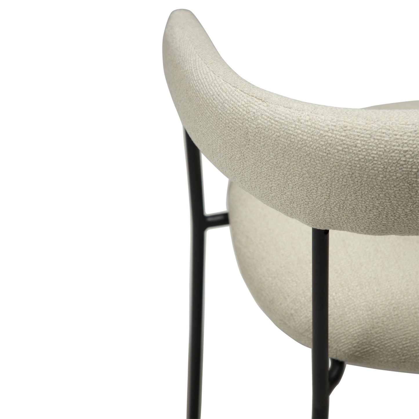 [var:Bezug=Knochenweißes Bouclé-Gewebe mit schwarzen Beinen] PLENTI Sessel