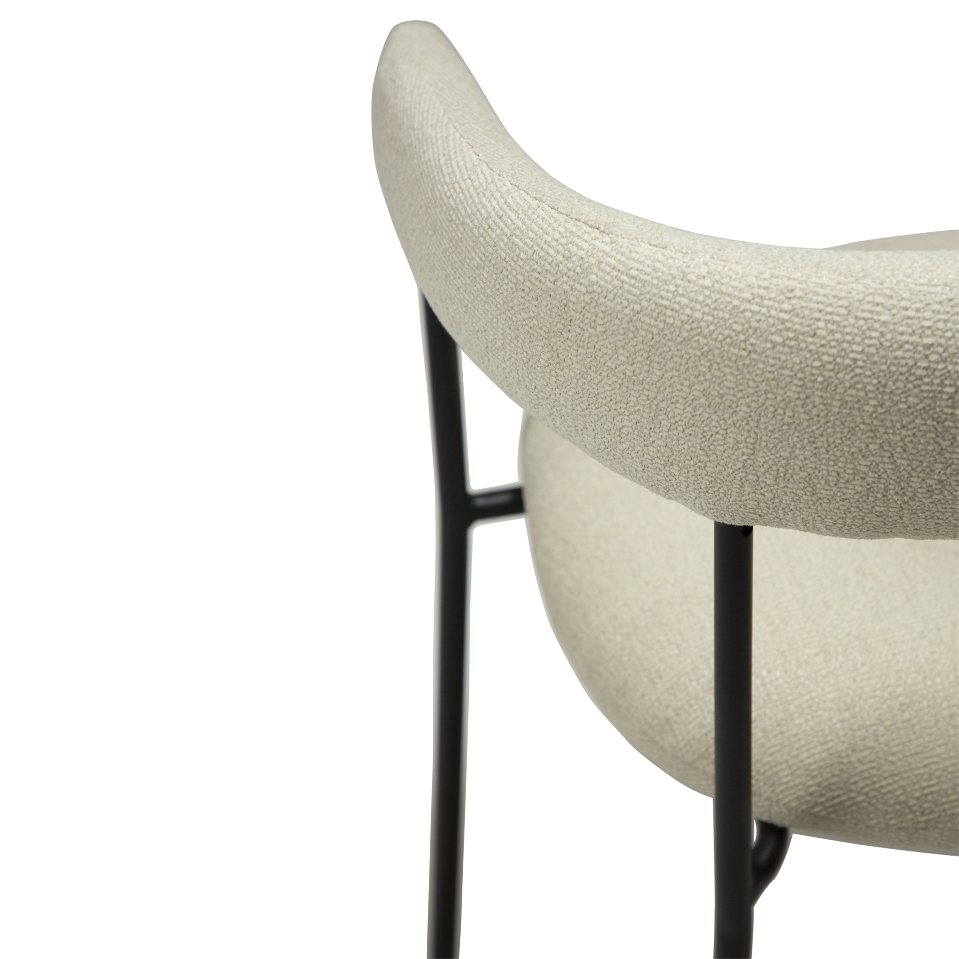 [var:Bezug=Knochenweißes Bouclé-Gewebe mit schwarzen Beinen] PLENTI Sessel