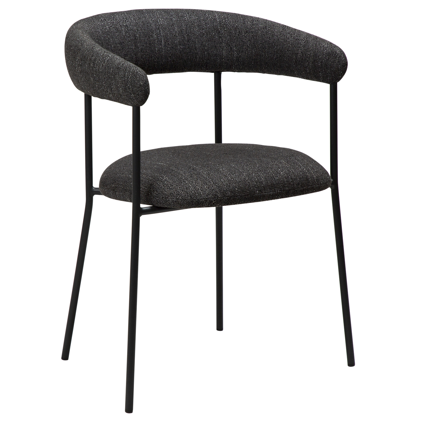 [var:Bezug=Raben schwarzes Bouclé-Gewebe mit schwarzen Beinen] PLENTI Sessel