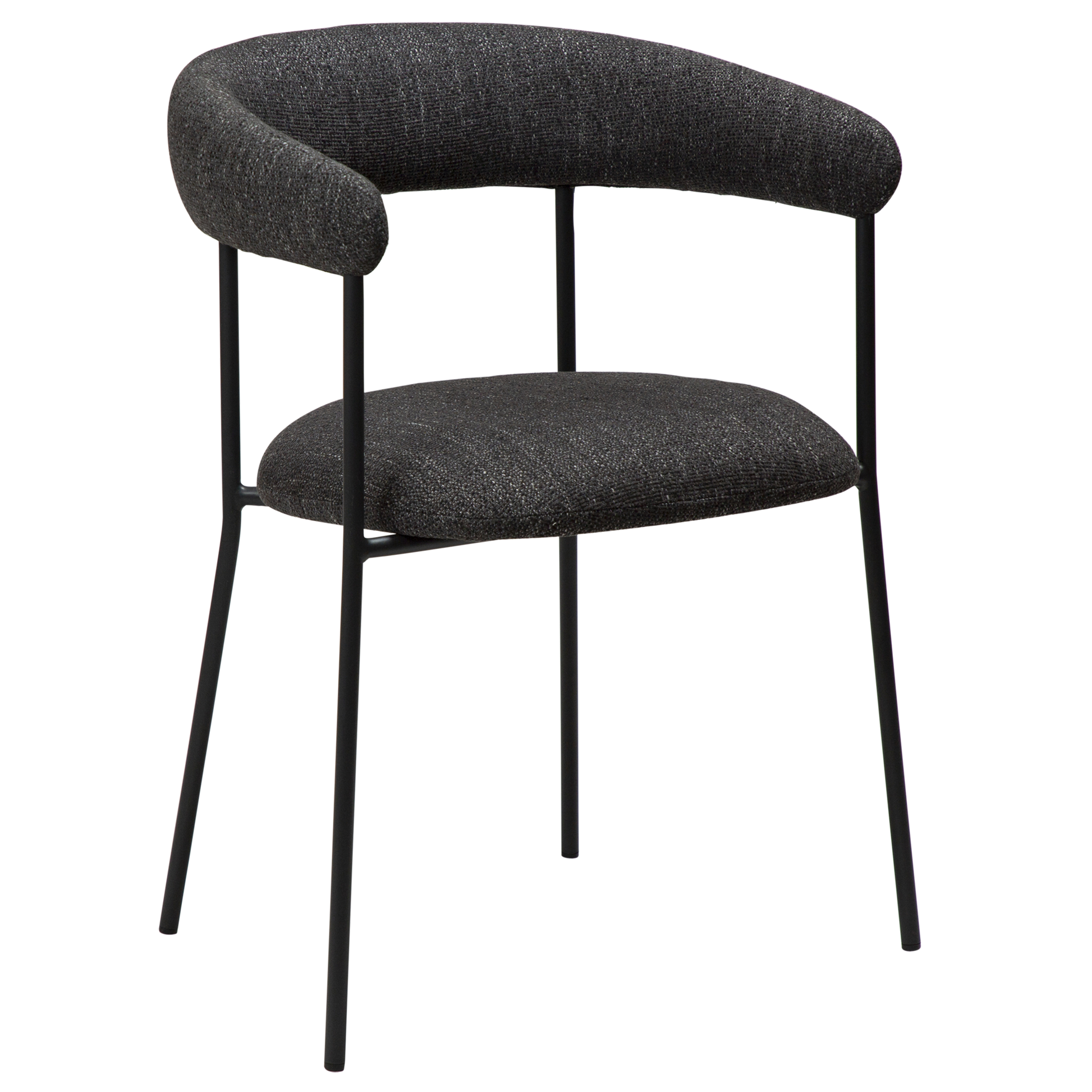 [var:Bezug=Raben schwarzes Bouclé-Gewebe mit schwarzen Beinen] PLENTI Sessel