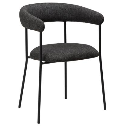 [var:Bezug=Raben schwarzes Bouclé-Gewebe mit schwarzen Beinen] PLENTI Sessel