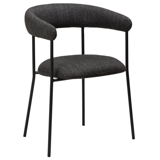[var:Bezug=Raben schwarzes Bouclé-Gewebe mit schwarzen Beinen] PLENTI Sessel