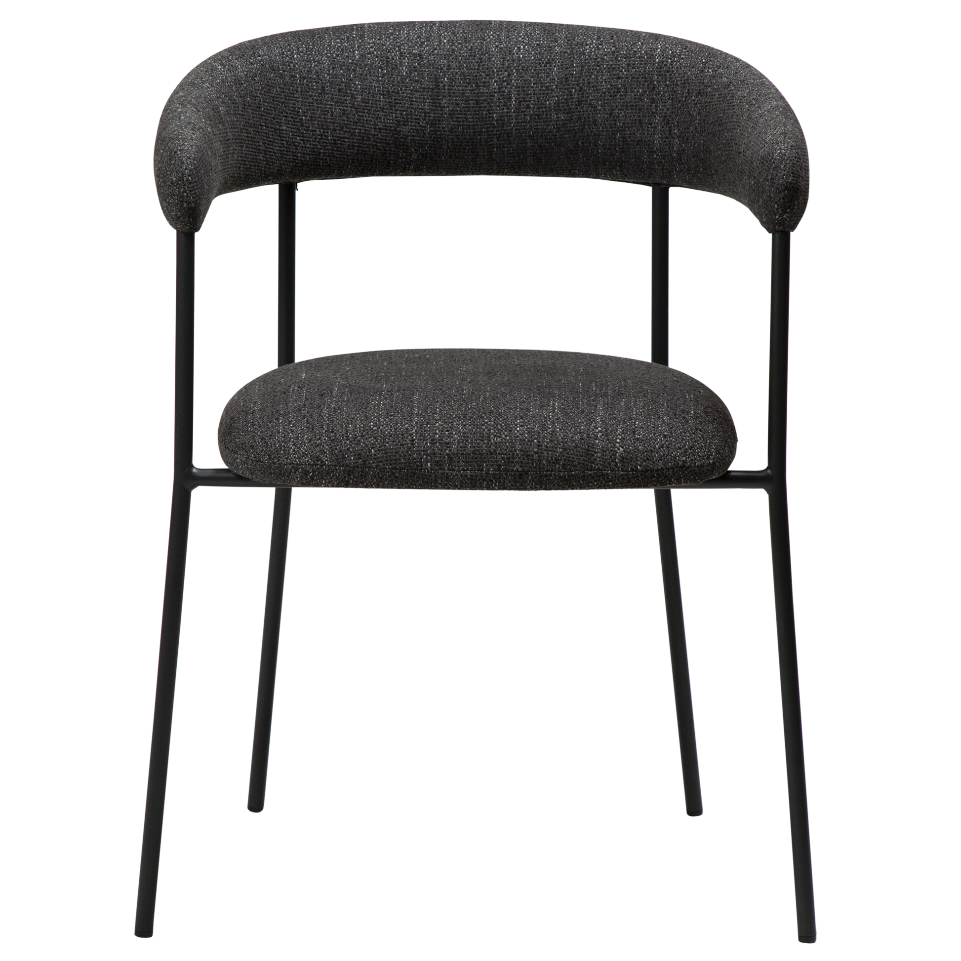 [var:Bezug=Raben schwarzes Bouclé-Gewebe mit schwarzen Beinen] PLENTI Sessel