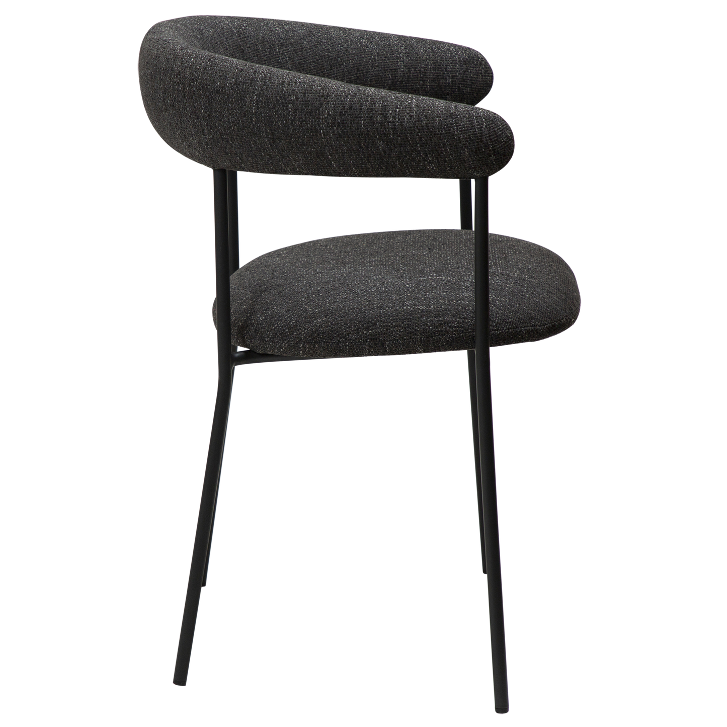 [var:Bezug=Raben schwarzes Bouclé-Gewebe mit schwarzen Beinen] PLENTI Sessel