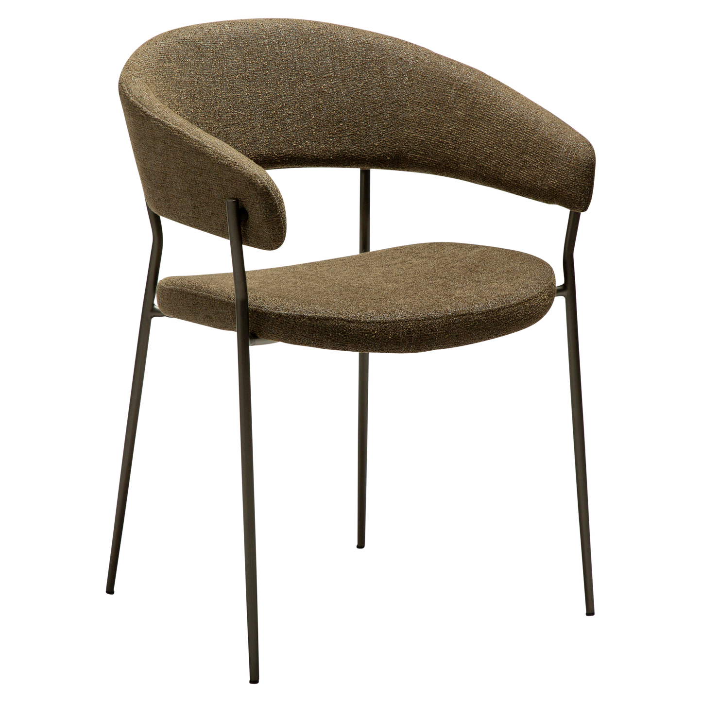 [var:Bezug=Dunkelolivfarbenes Bouclé-Gewebe mit antiken Zinnbeinen] REBOOT Sessel