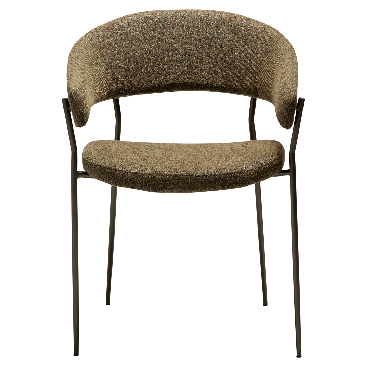 [var:Bezug=Dunkelolivfarbenes Bouclé-Gewebe mit antiken Zinnbeinen] REBOOT Sessel